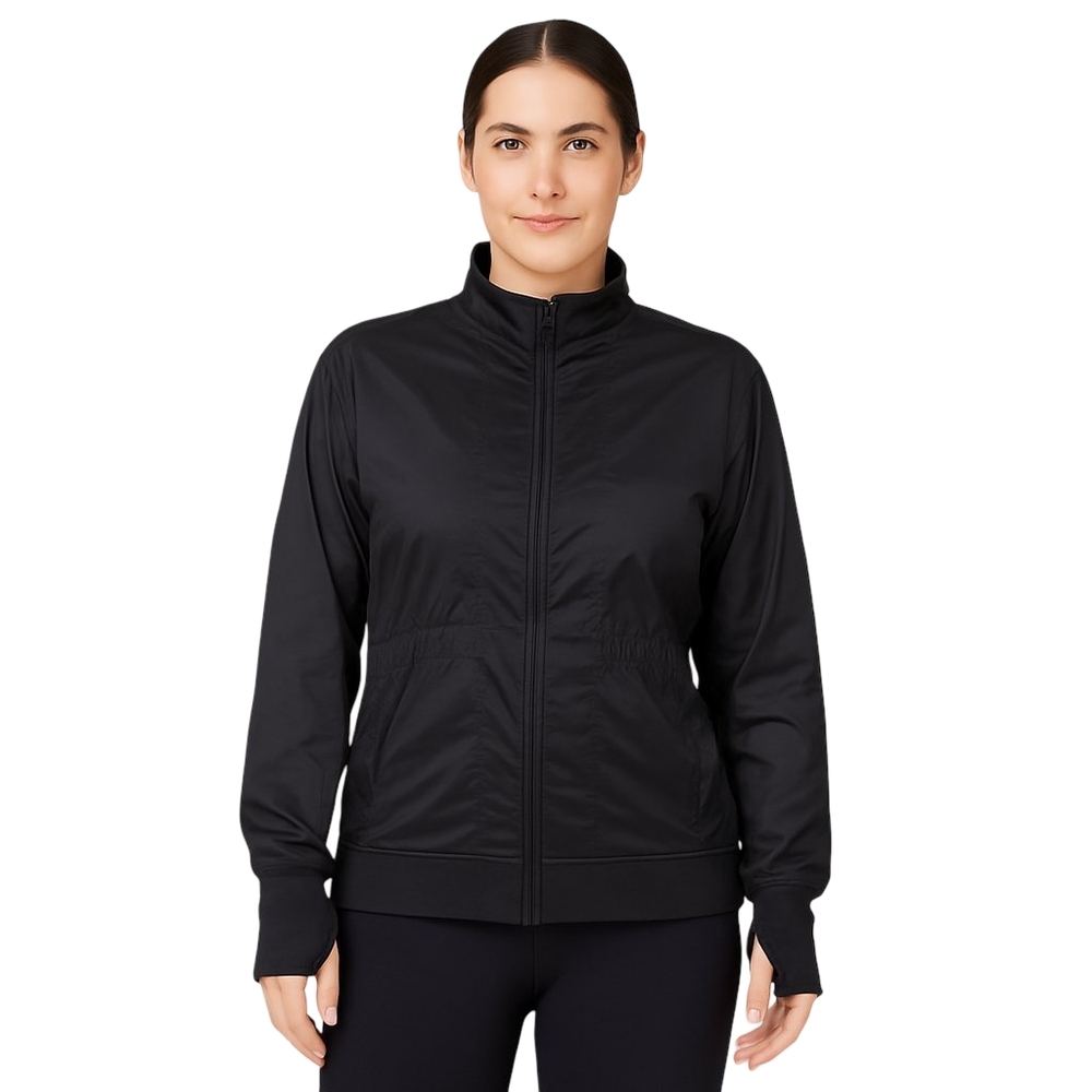 ZYIA Active Bomber Jacket Womens XXL Black Lightweight Thumb Holes Athleisure